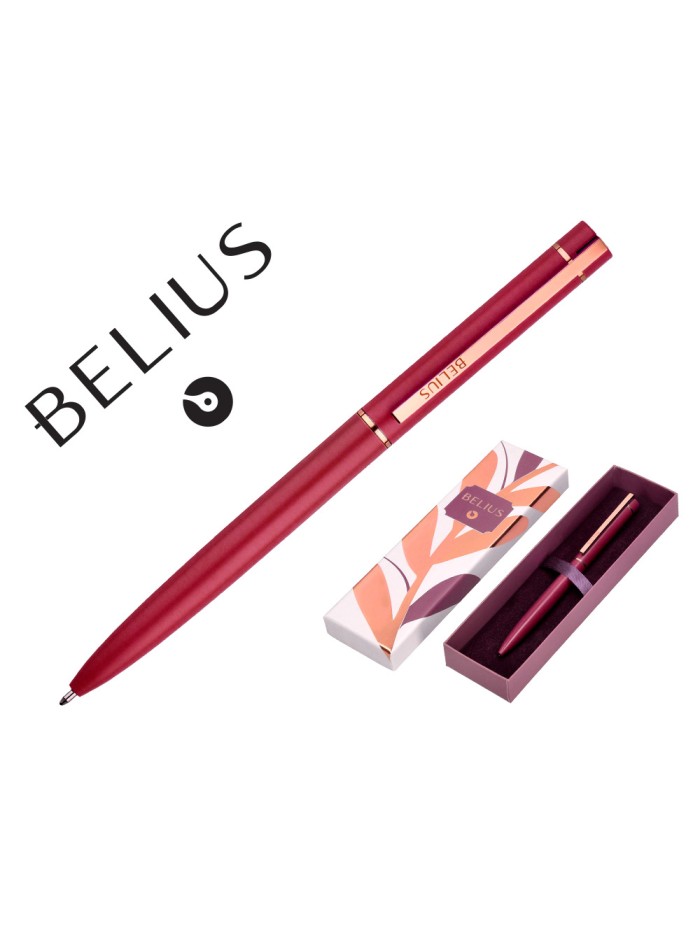 Boligrafo belius rose aluminio color burdeos oro rosa tinta azul caja de diseño Boligrafo belius rose aluminio color burdeos oro rosa tinta azul caja de diseño