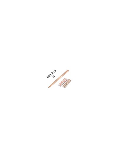 Boligrafo belius rose aluminio color beige claro oro rosa tinta azul caja de diseño