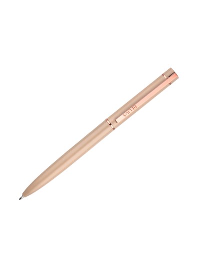 Boligrafo belius rose aluminio color beige claro oro rosa tinta azul caja de diseño