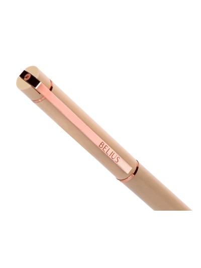 Boligrafo belius rose aluminio color beige claro oro rosa tinta azul caja de diseño