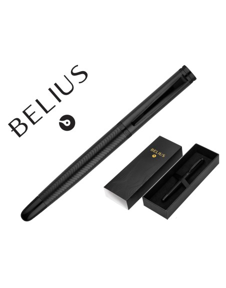 Pluma belius neptuno aluminio textura wavy color azul marino tinta azul caja de diseño