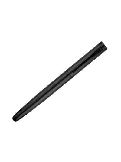 Boligrafo belius neptuno aluminio textura wavy color negro tinta azul caja de diseño