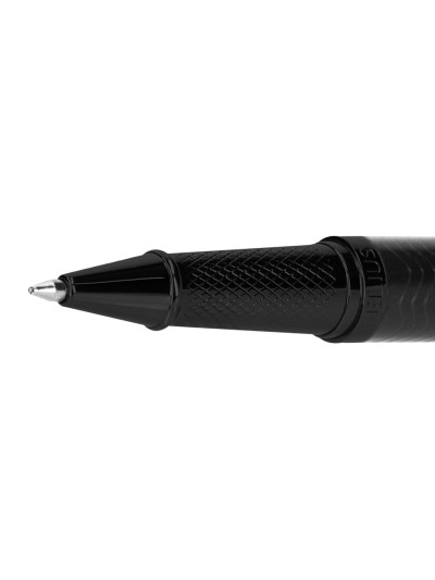 Boligrafo belius neptuno aluminio textura wavy color negro tinta azul caja de diseño