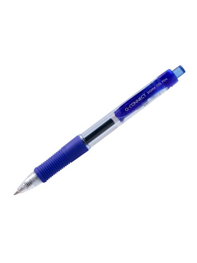 Boligrafo q-connect sigma retractil con sujecion de caucho tinta gel 0,5 mm color azul