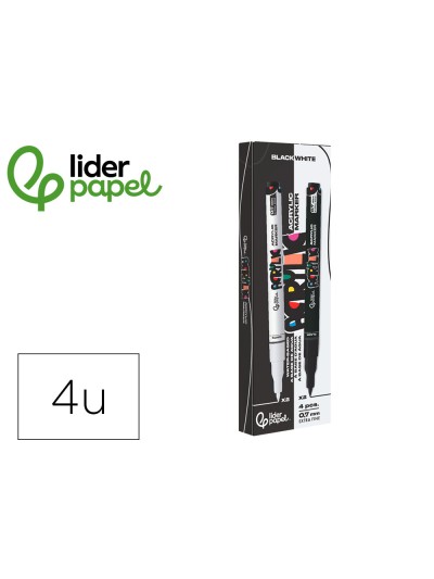 Rotulador liderpapel acrylic base agua todo tipo de superficie punta fina 0,7 mm caja de 4 perfiladores