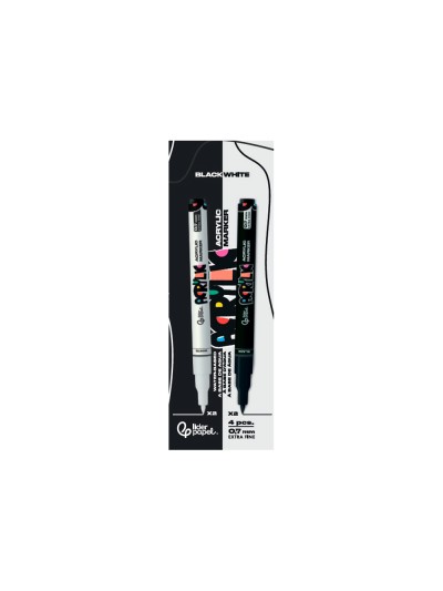 Rotulador liderpapel acrylic base agua todo tipo de superficie punta fina 0,7 mm caja de 4 perfiladores