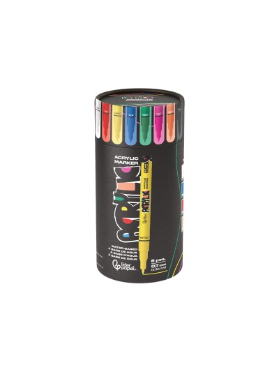 Rotulador liderpapel acrylic base agua todo tipo de superficie punta fina 0,7 mm caja de 8 unidades colores