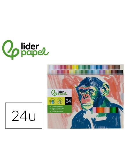 Lapices cera blanda liderpapel redonda caja de 24 unidades colores surtidos