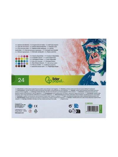 Lapices cera blanda liderpapel redonda caja de 24 unidades colores surtidos