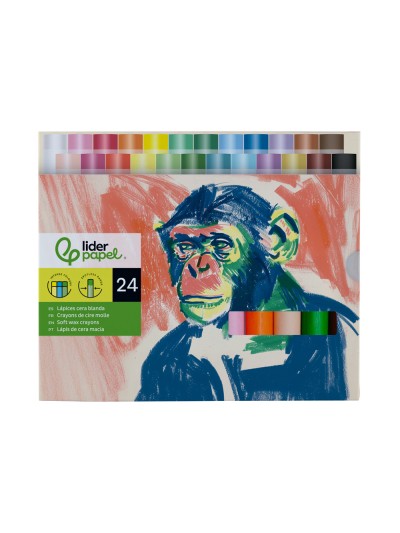 Lapices cera blanda liderpapel redonda caja de 24 unidades colores surtidos