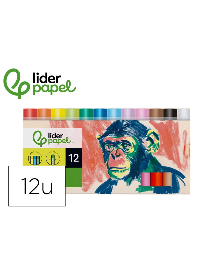 Lapices cera blanda liderpapel redonda caja de 12 unidades colores surtidos Lapices cera blanda liderpapel redonda caja de 12 unidades colores surtidos