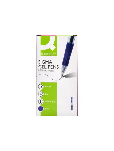 Boligrafo q-connect sigma retractil con sujecion de caucho tinta gel 0,5 mm color azul