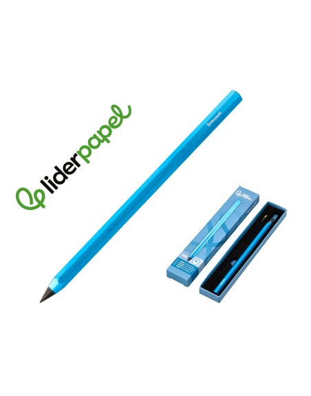 Lapiz de grafito infinito liderpapel aluminio hexagonal azul ultra resistente 1 punta de recambio