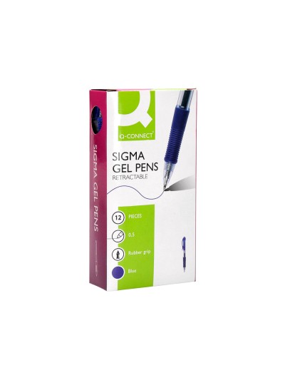 Boligrafo q-connect sigma retractil con sujecion de caucho tinta gel 0,5 mm color azul