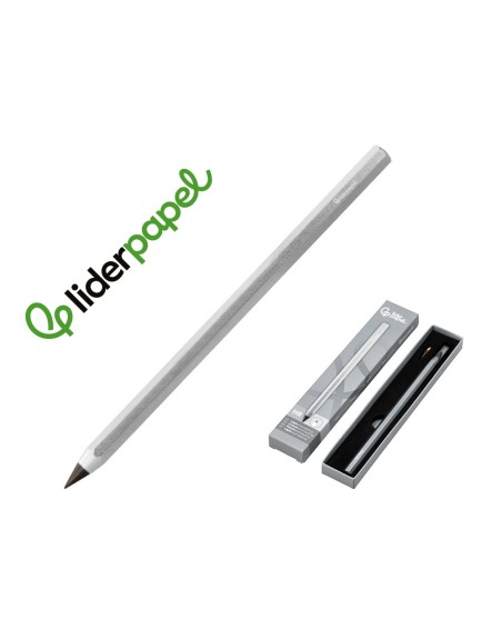 Lapiz de grafito infinito liderpapel aluminio hexagonal plateado ultra resistente 1 punta de recambio