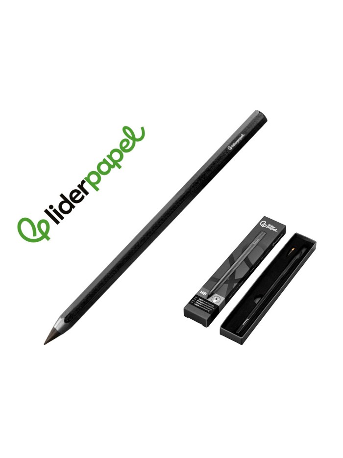 Lapiz de grafito infinito liderpapel aluminio hexagonal negro ultra resistente 1 punta de recambio Lapiz de grafito infinito liderpapel aluminio hexagonal negro ultra resistente 1 punta de recambio