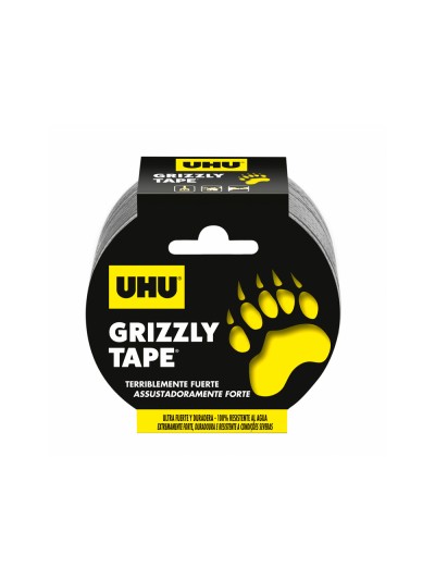 Cinta adhesiva uhu americana grizzly tape ultrafuerte color plata 10 mt x 48 mm