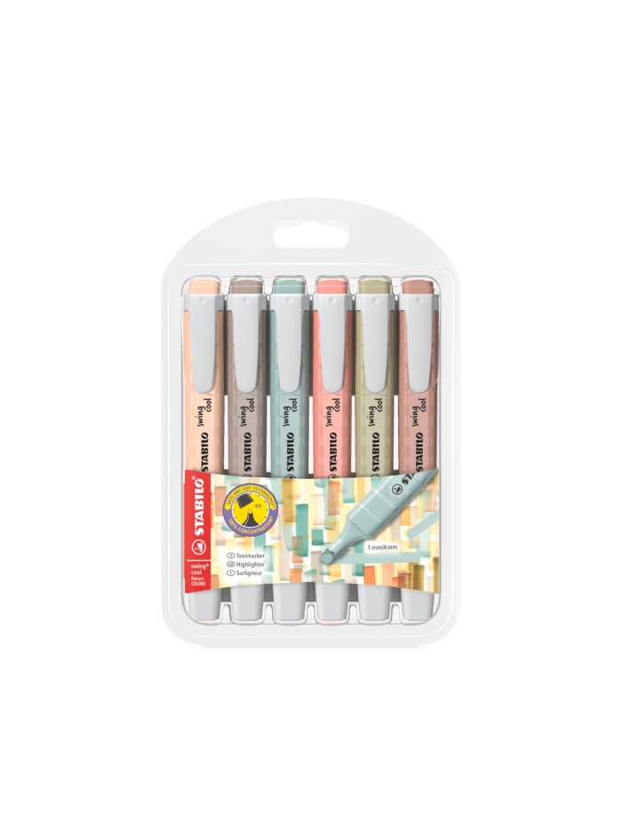 Rotulador stabilo fluorescente swing cool nature colors estuche de 6 unidades colores surtidos Rotulador stabilo fluorescente swing cool nature colors estuche de 6 unidades colores surtidos