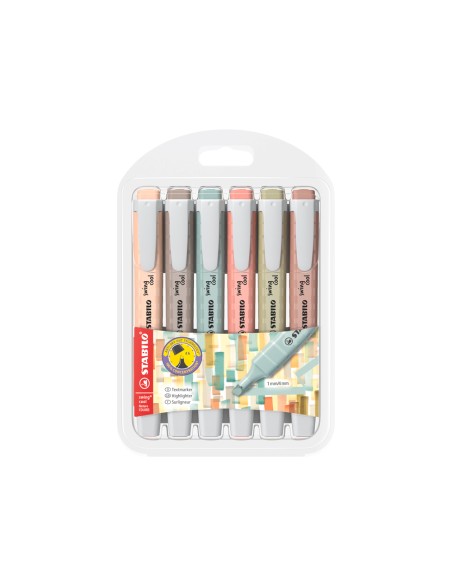 Rotulador stabilo fluorescente swing cool nature colors estuche de 6 unidades colores surtidos