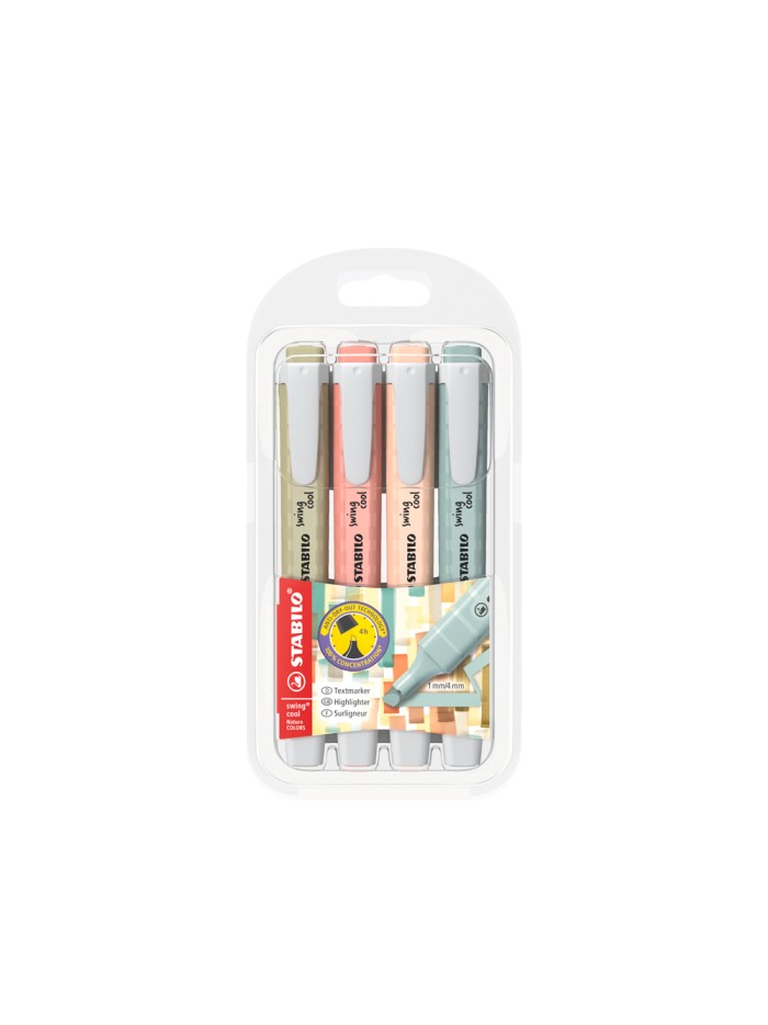 Rotulador stabilo fluorescente swing cool nature colors estuche de 4 unidades colores surtidos Rotulador stabilo fluorescente swing cool nature colors estuche de 4 unidades colores surtidos