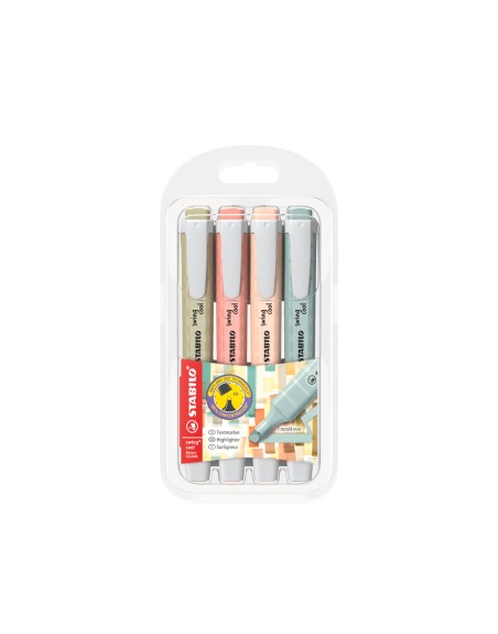 Rotulador stabilo fluorescente swing cool nature colors estuche de 4 unidades colores surtidos
