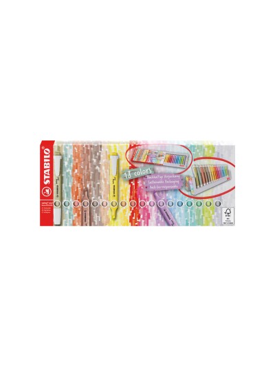 Rotulador stabilo fluorescente swing cool nature colors estuche de 18 unidades colores surtidos