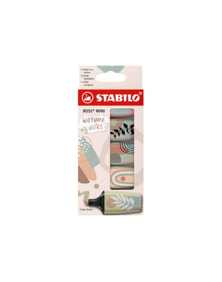 Rotulador stabilo boss mini naturevibes estuche de 5 unidades colores surtidos