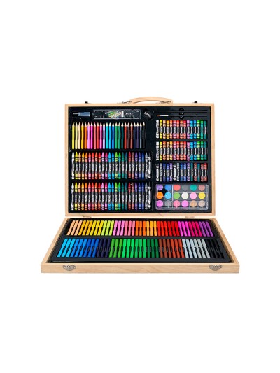 Estuche de pintura liderpapel madera 245 piezas maletin 49x36,6x4,5 cm