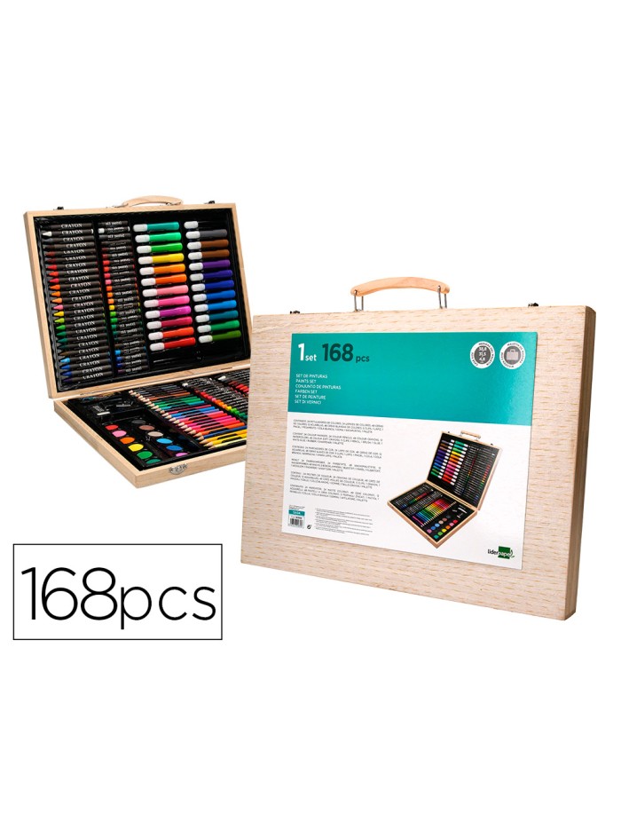 Estuche de pintura liderpapel madera 168 piezas maletin 39,3x30x4,8 cm Estuche de pintura liderpapel madera 168 piezas maletin 39,3x30x4,8 cm