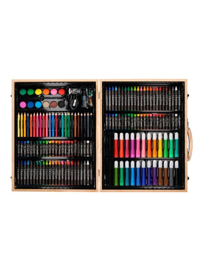 Estuche de pintura liderpapel madera 168 piezas maletin 39,3x30x4,8 cm