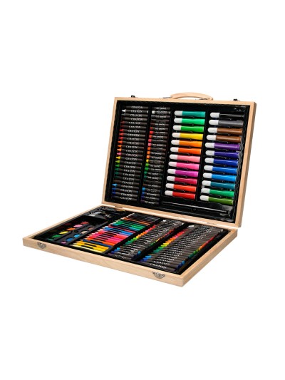 Estuche de pintura liderpapel madera 168 piezas maletin 39,3x30x4,8 cm