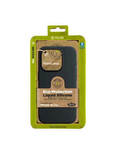Funda muvit recycletek liquid silicone para apple iphone 16 pro negra