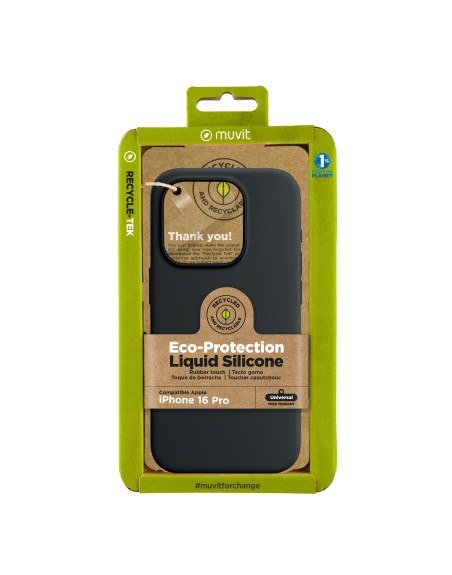 Funda muvit recycletek liquid silicone para apple iphone 16 pro negra