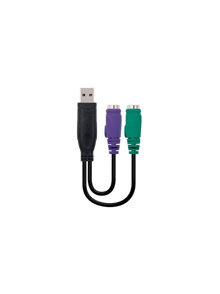 Adaptador usb a 2 x ps - 2 nanocable 15cm - macho - hembra - negro Adaptador usb a 2 x ps - 2 nanocable 15cm - macho - hembra - negro