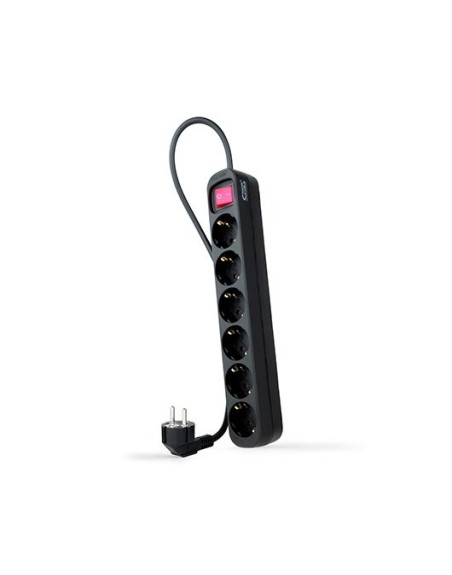 Regleta 6 tomas 1.4m nanocable con interruptor negro - 250v - proteccion