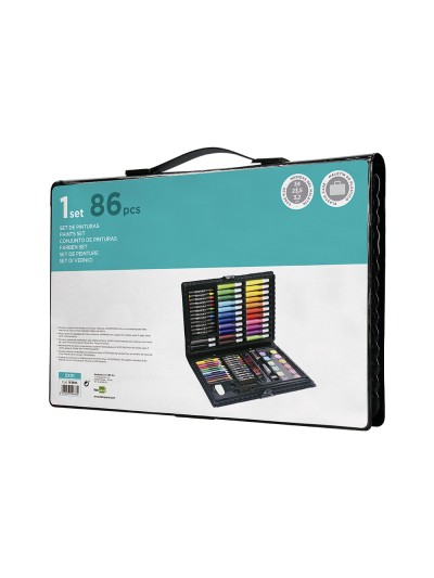 Estuche de pintura liderpapel plastico 86 piezas 34x23x3,2 cm