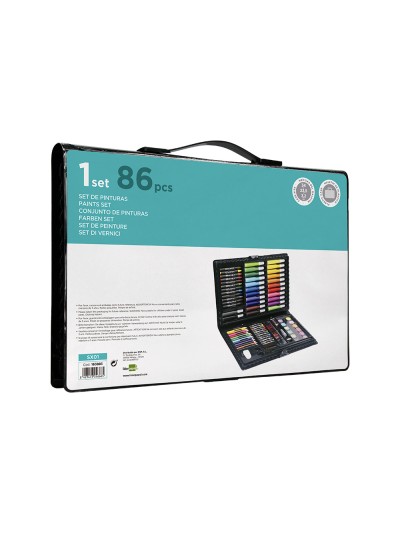 Estuche de pintura liderpapel plastico 86 piezas 34x23x3,2 cm