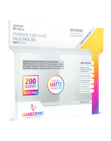 Fundas de cartas gamegenic matte standard card game value pack 200 unidades