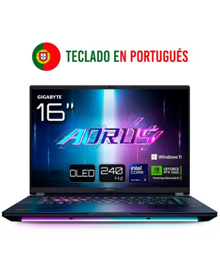 Portatil gigabyte aorus master 16 u9 - 275hx - rtx 5090 - 32gb - 1tb - 16 pulgadasoled - w11p - portugues