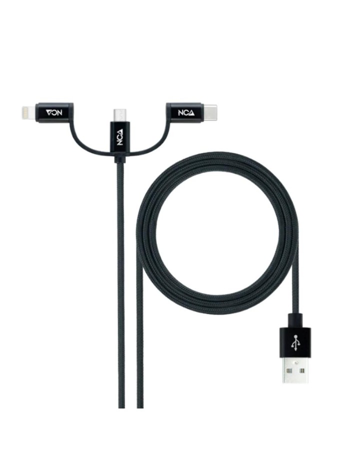 Cable usb tipo a a micro usb - usb tipo c - lightning nanocable 1m - macho - macho - negro Cable usb tipo a a micro usb - usb tipo c - lightning nanocable 1m - macho - macho - negro