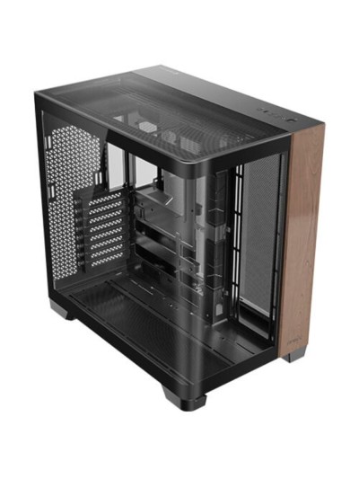 Caja ordenador gaming antec c8 curve wood atx vidrio negro
