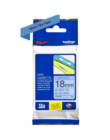 Cinta laminada brother tze541 18mm x 8m azul - negro