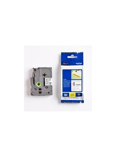 Cinta super adhesiva brother tzes211 6mm x 8m blanco - negro