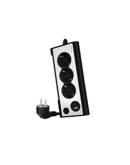 Regleta 3 tomas 1.5m con interruptor nanocalbe usb tipo a - usb tipo c - 230v - proteccion - negro