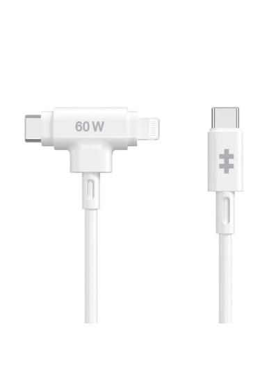 Cable usb tipo c a usb tipo c - lightning hyper 1.5m - macho - macho - blanco