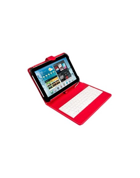 Funda universal silver ht para tablet 9 - 10.1 pulgadas + teclado con cable micro usb rojo - blanco