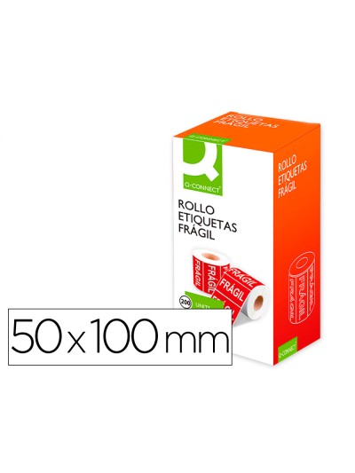 Etiqueta q-connect fragil 50x100 mm rollo de 200 unidades