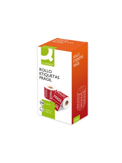 Etiqueta q-connect fragil 50x100 mm rollo de 200 unidades