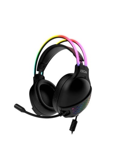 Auriculares micro krom klaim diadema - usb 2xjack 3.5mm - rgb