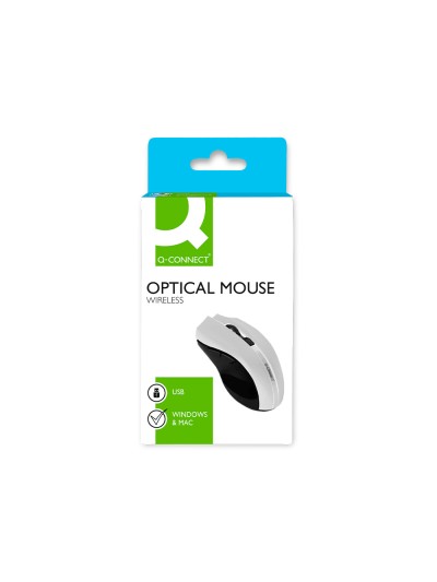 Raton q-connect optico inalambrico 1000 dpi receptor usb 2,4 ghz blanco